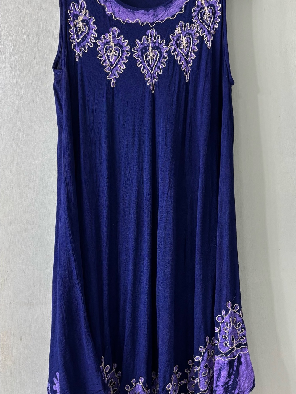 Advance Blue Purple Floral Embroidered Scoop Neck
Sleeveless A-Line Dress OSFM